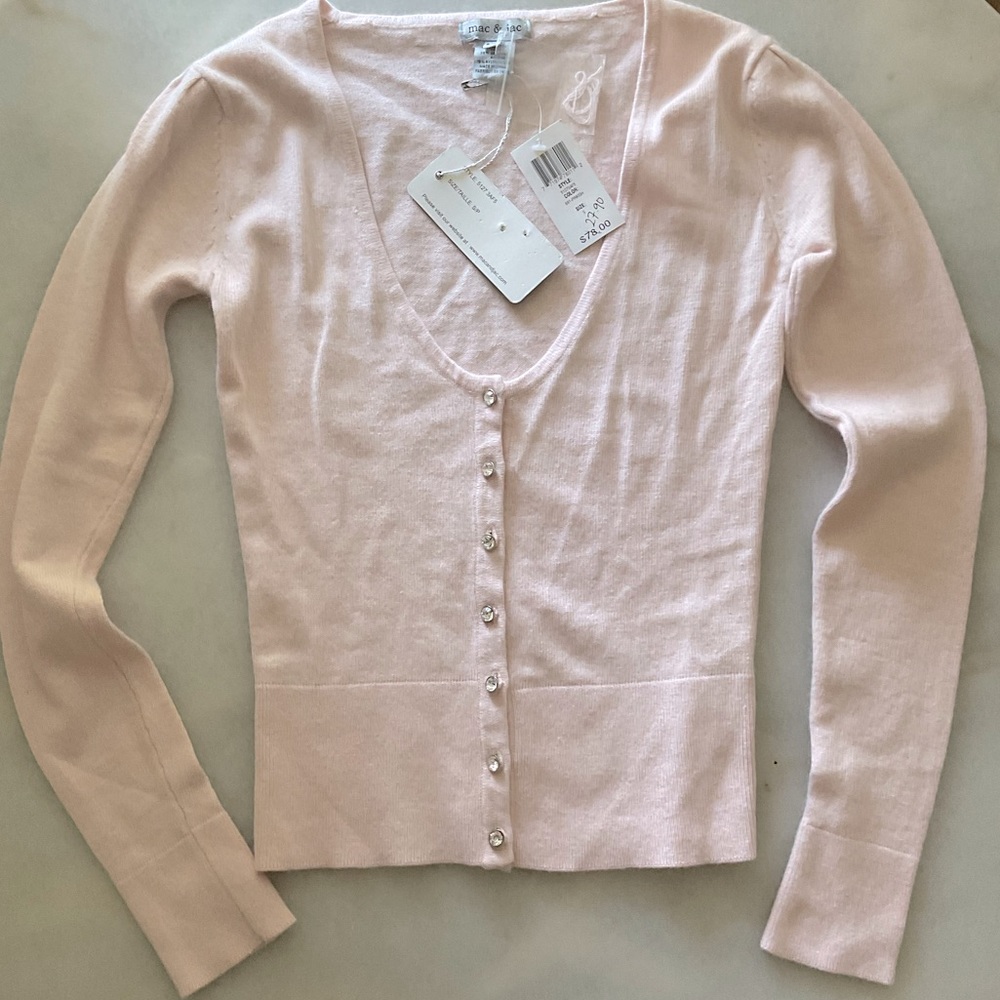 Cute mac & jac light pink cardigan w crystal buttons SZ S